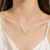 Small Angel Wing Necklace for Women – Crystal Silver Wings Pendant Jewelry Gift