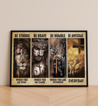 Be Awesome Everyday God Lion Framed Canvas - Wall Art Decor