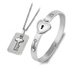 Heart Lock Bracelet & Key Necklace Set – Stylish Jewelry for Couples