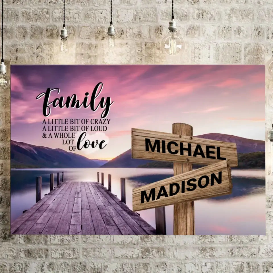 River Pier Color A Little Whole Lot of Love Multi-Names Premium Canvas (1.25")