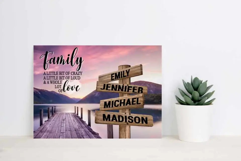 River Pier Color A Little Whole Lot of Love Multi-Names Premium Canvas (1.25")