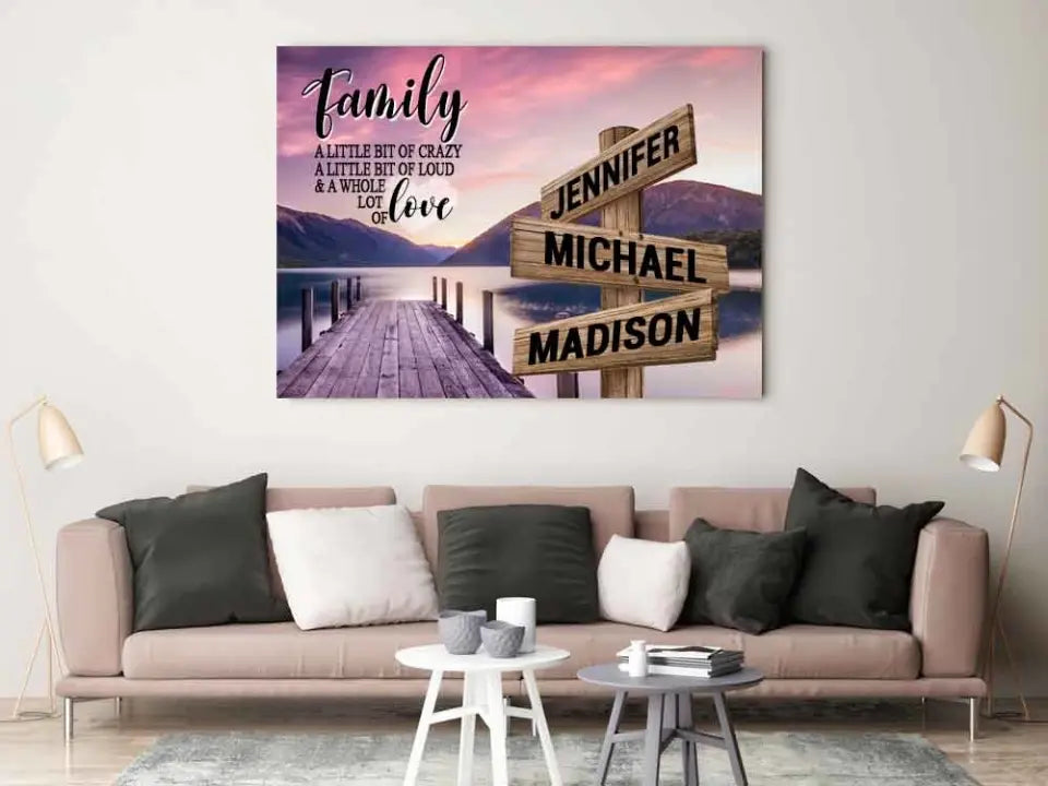 River Pier Color A Little Whole Lot of Love Multi-Names Premium Canvas (1.25")