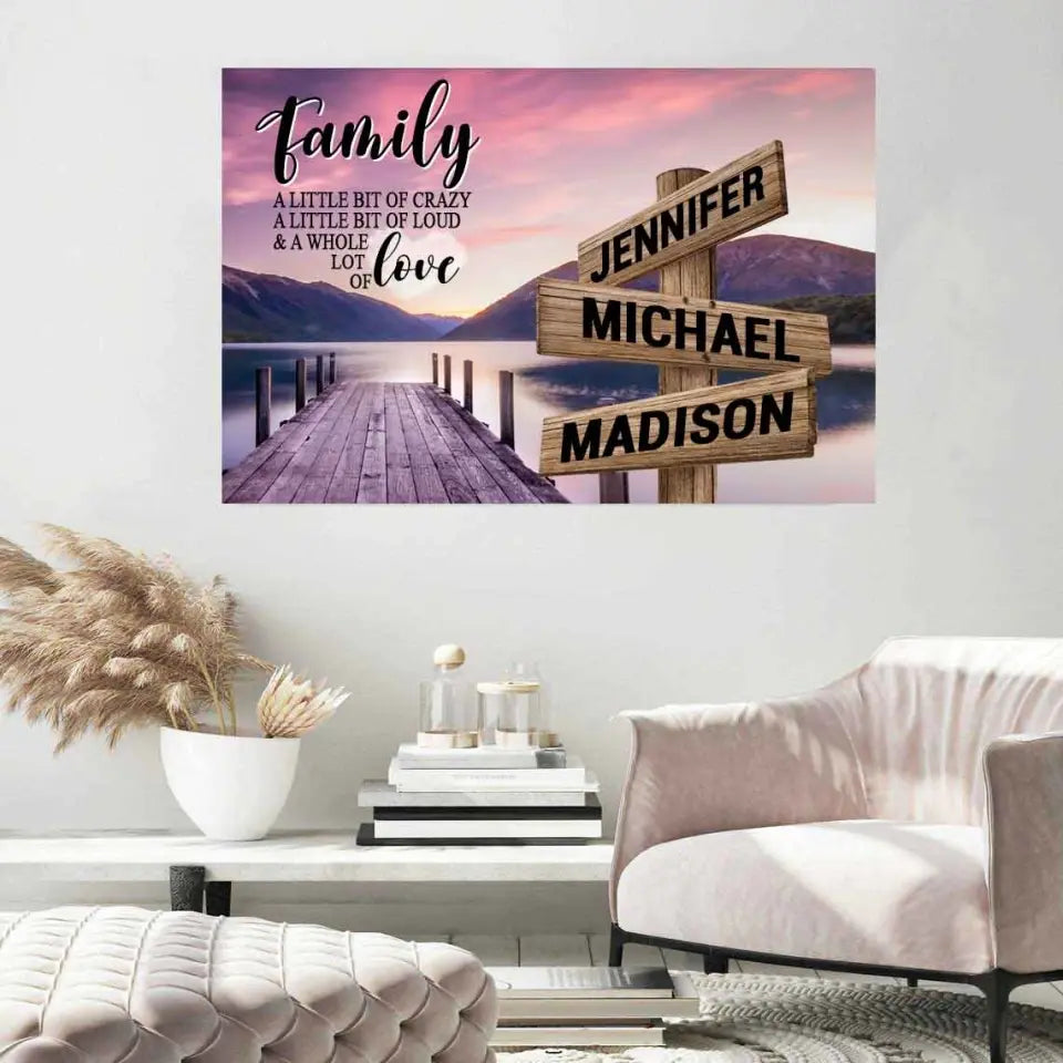 River Pier Color A Little Whole Lot of Love Multi-Names Premium Canvas (1.25")