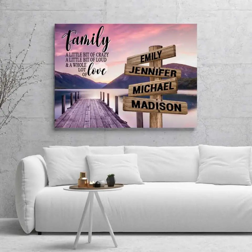 River Pier Color A Little Whole Lot of Love Multi-Names Premium Canvas (1.25")