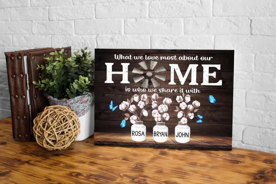 Personalized Family Name Canvas, Cotton Flower, Custom Canvas Prints, Gifts Premium Canvas (1.25")
