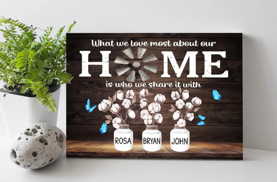 Personalized Family Name Canvas, Cotton Flower, Custom Canvas Prints, Gifts Premium Canvas (1.25")