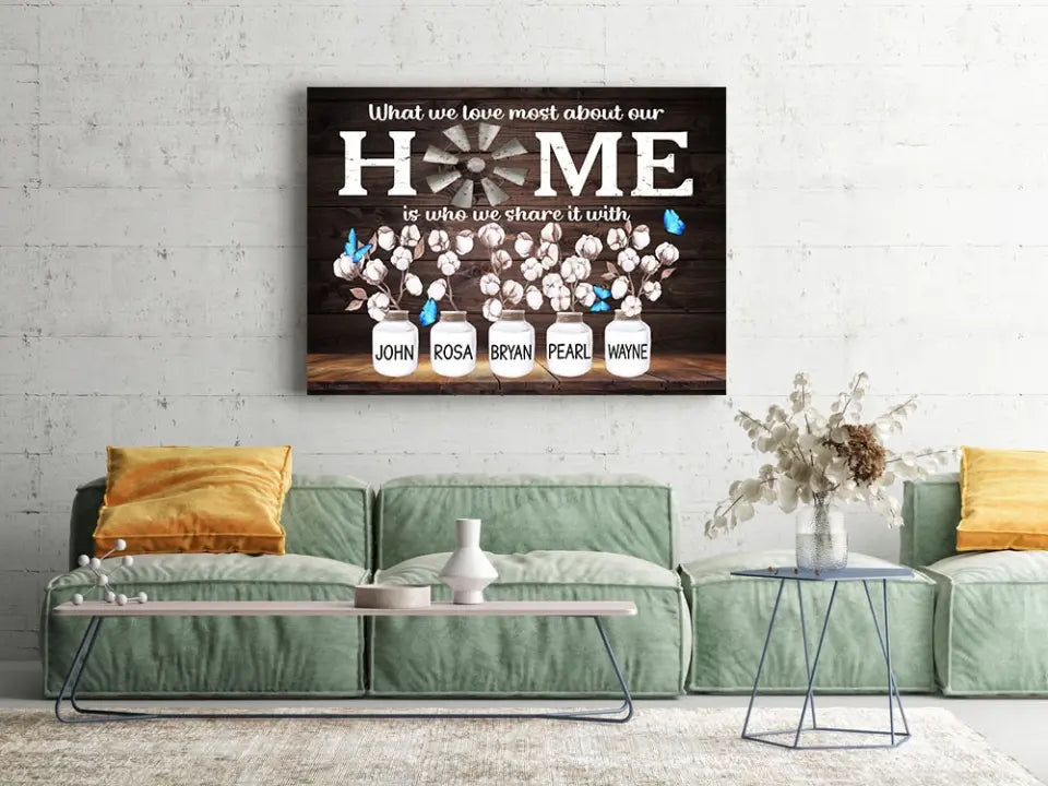 Personalized Family Name Canvas, Cotton Flower, Custom Canvas Prints, Gifts Premium Canvas (1.25")
