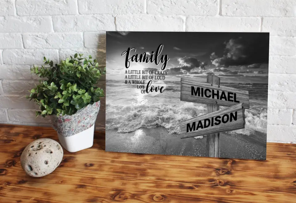 Ocean Sunset A Little Whole Lot of Love Multi-Names Premium Canvas (1.25")