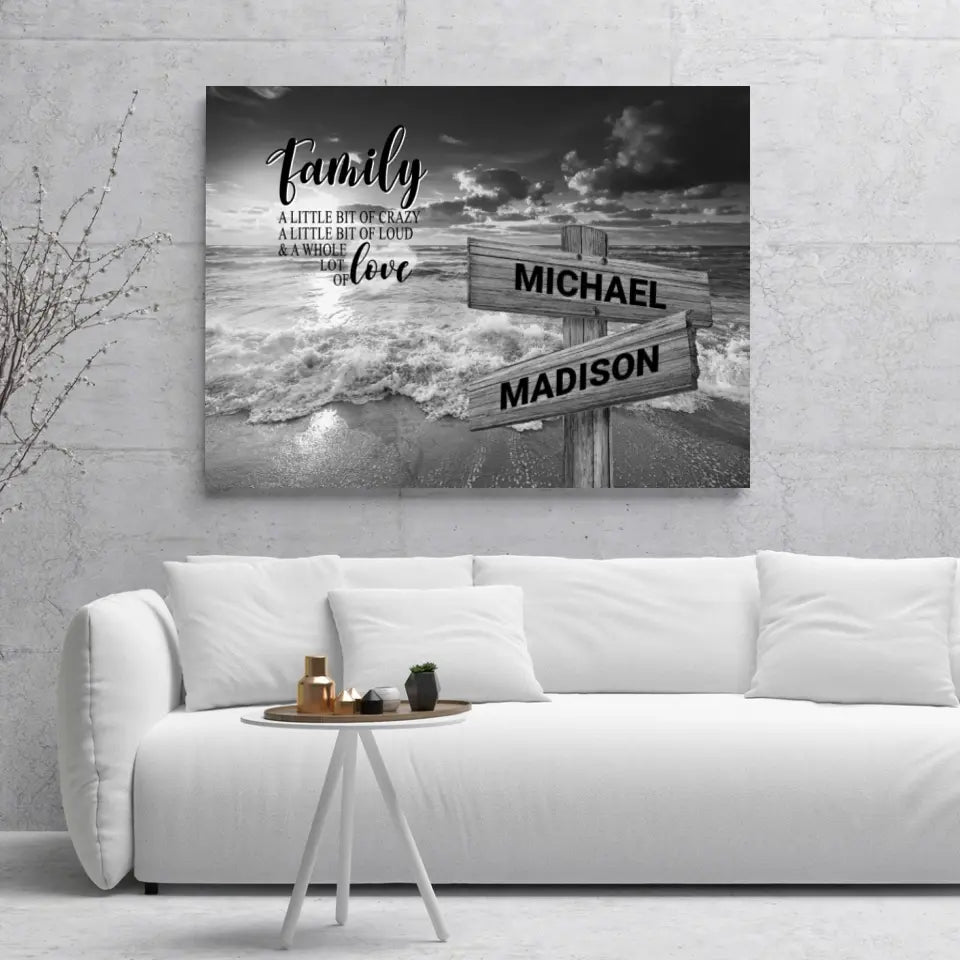 Ocean Sunset A Little Whole Lot of Love Multi-Names Premium Canvas (1.25")
