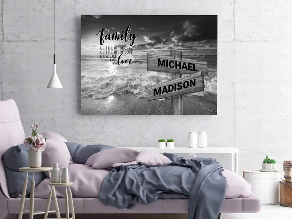 Ocean Sunset A Little Whole Lot of Love Multi-Names Premium Canvas (1.25")