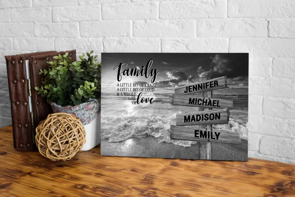 Ocean Sunset A Little Whole Lot of Love Multi-Names Premium Canvas (1.25")