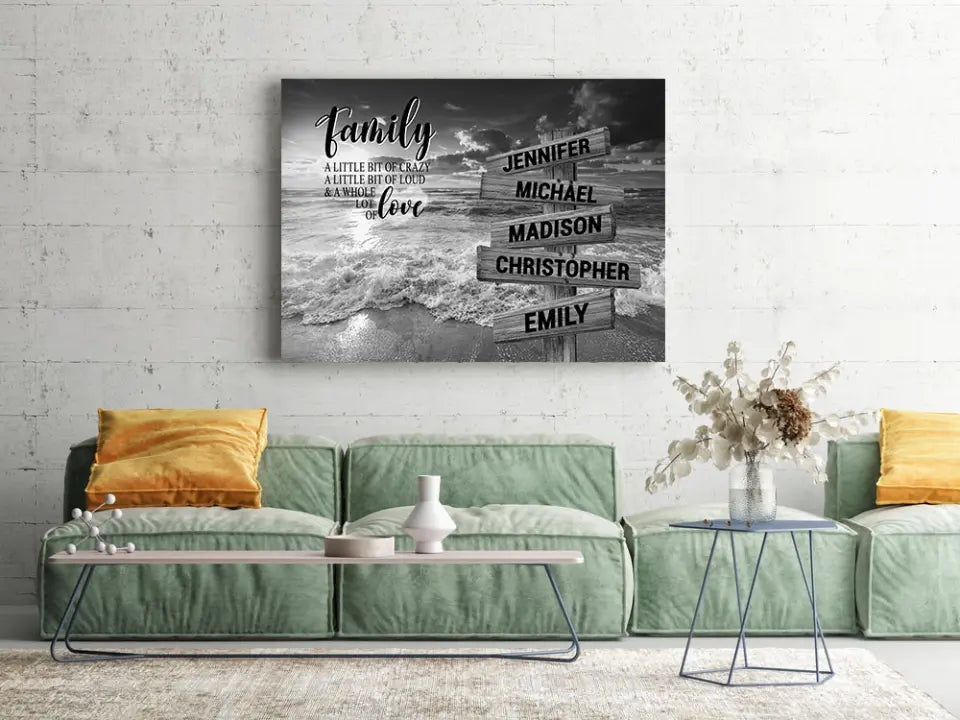 Ocean Sunset A Little Whole Lot of Love Multi-Names Premium Canvas (1.25")