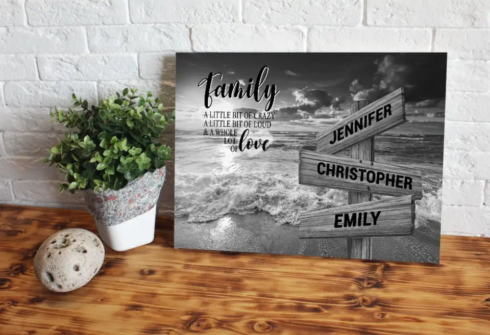 Ocean Sunset A Little Whole Lot of Love Multi-Names Premium Canvas (1.25")