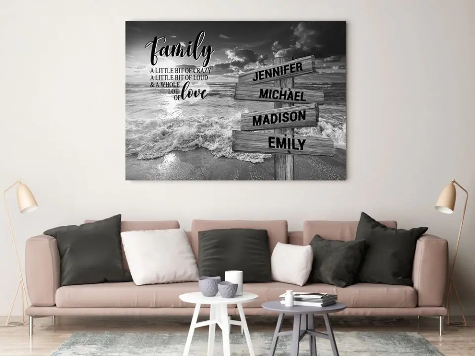 Ocean Sunset A Little Whole Lot of Love Multi-Names Premium Canvas (1.25")