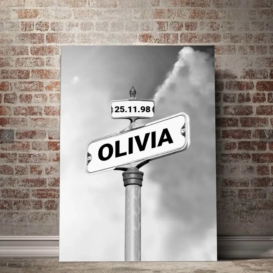 Personalized Family Names Date Of Birth Vintage Street Sign Poster Canvas, Street Signs Customized, Mother's Day Gift