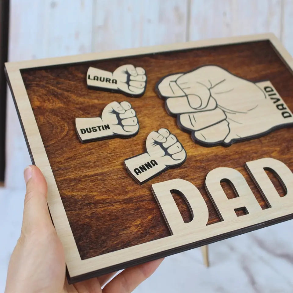 Dad First Bump - Personalized Layered Wood Sign
