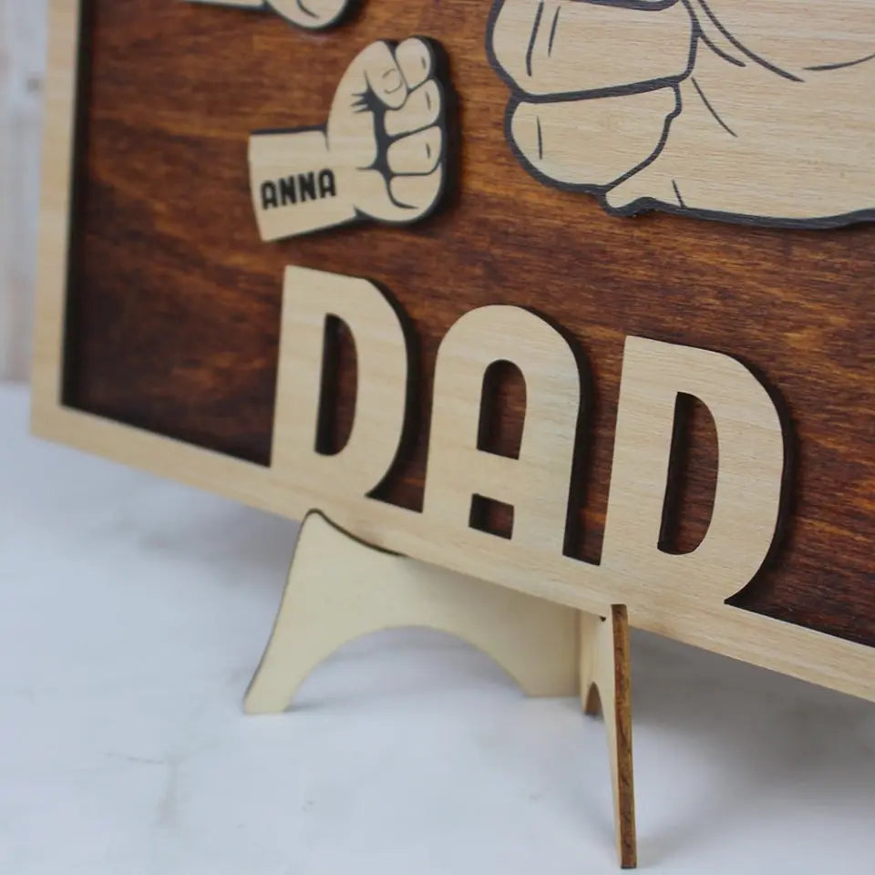 Dad First Bump - Personalized Layered Wood Sign
