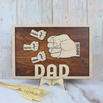 Dad First Bump - Personalized Layered Wood Sign
