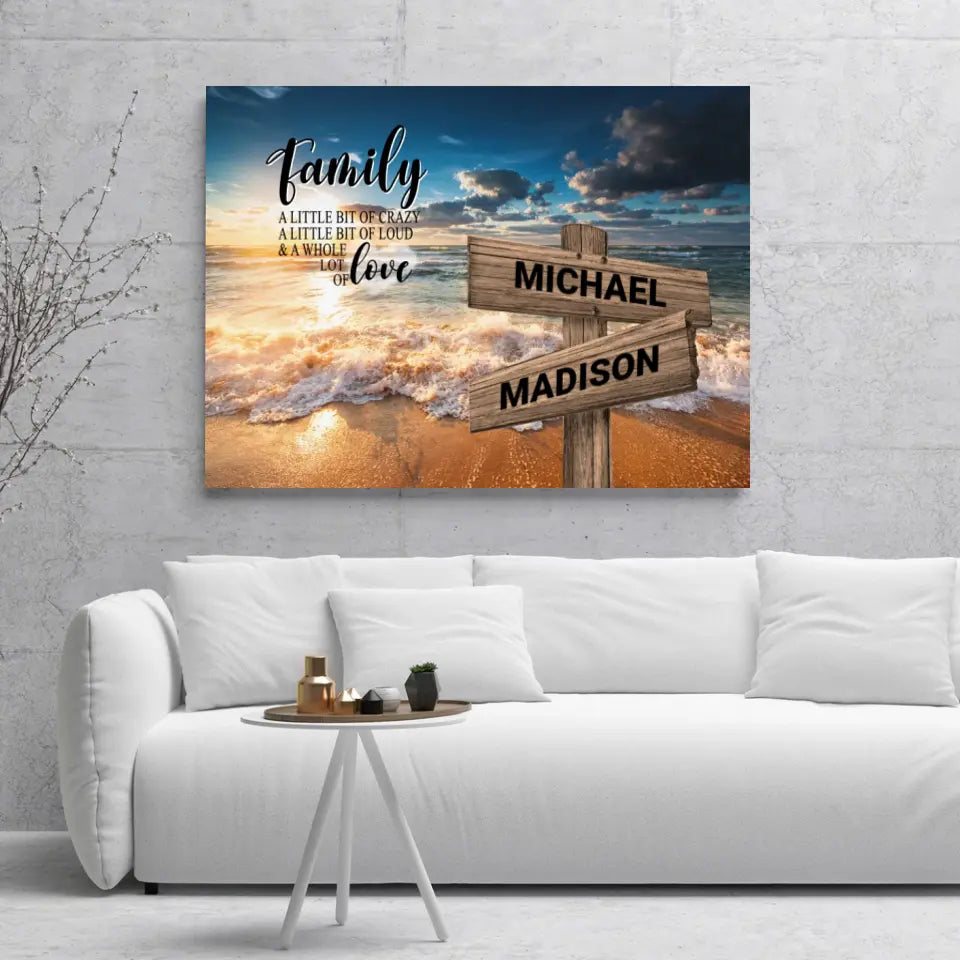 Ocean Sunset Color A Little Whole Lot of Love Multi-Names Premium Canvas