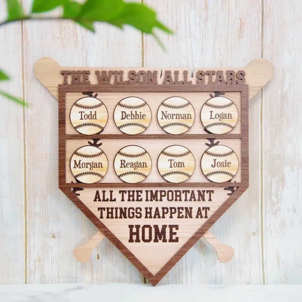 Dad's All Stars Baseball Sign - Wooden Sign - Father's Day Gift