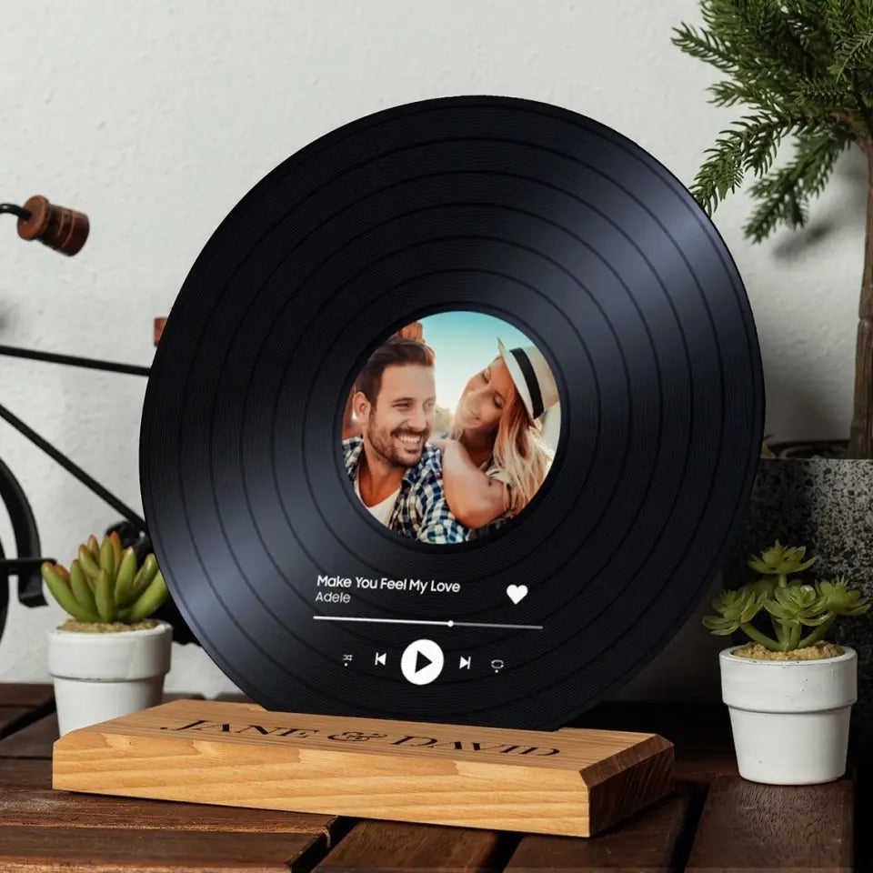 Acrylic Record with Wooden Stand