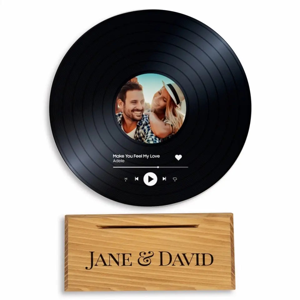 Acrylic Record with Wooden Stand
