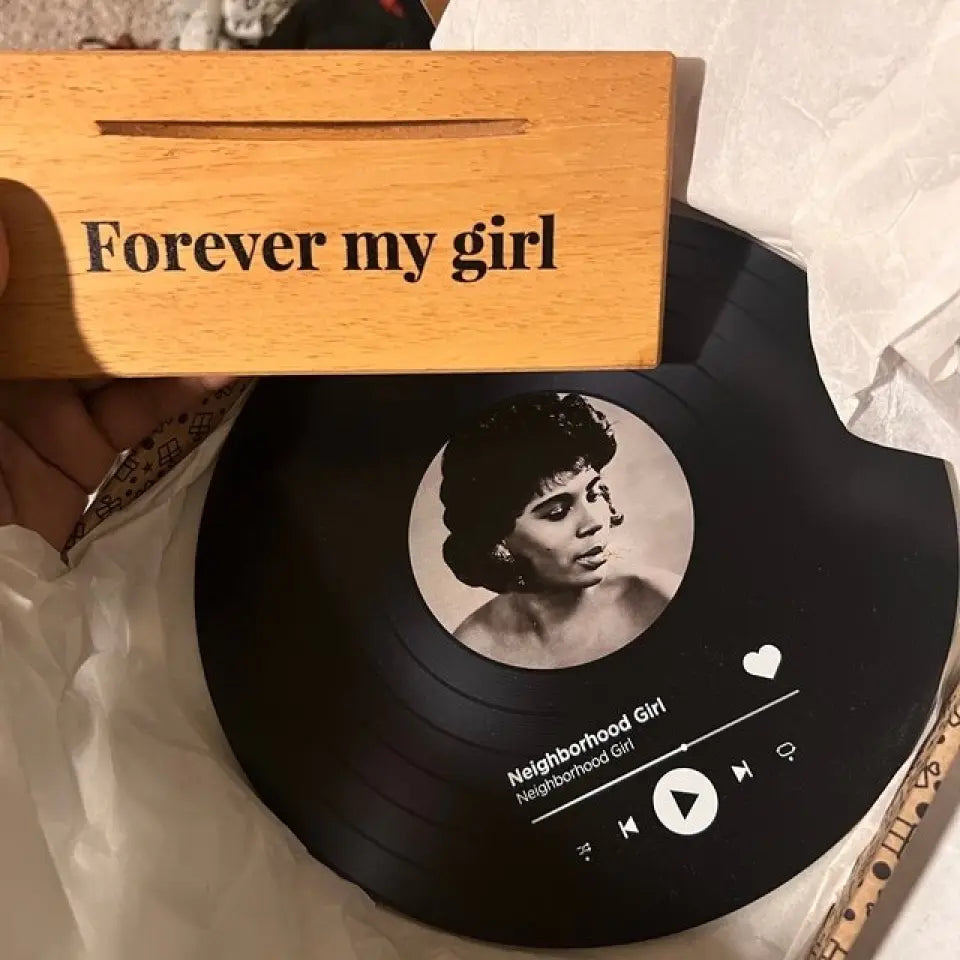 Acrylic Record with Wooden Stand
