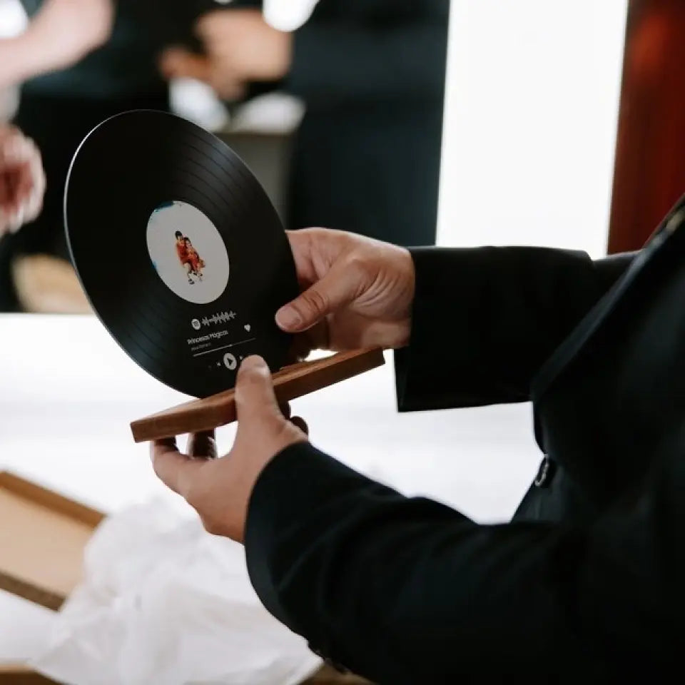 Acrylic Record with Wooden Stand