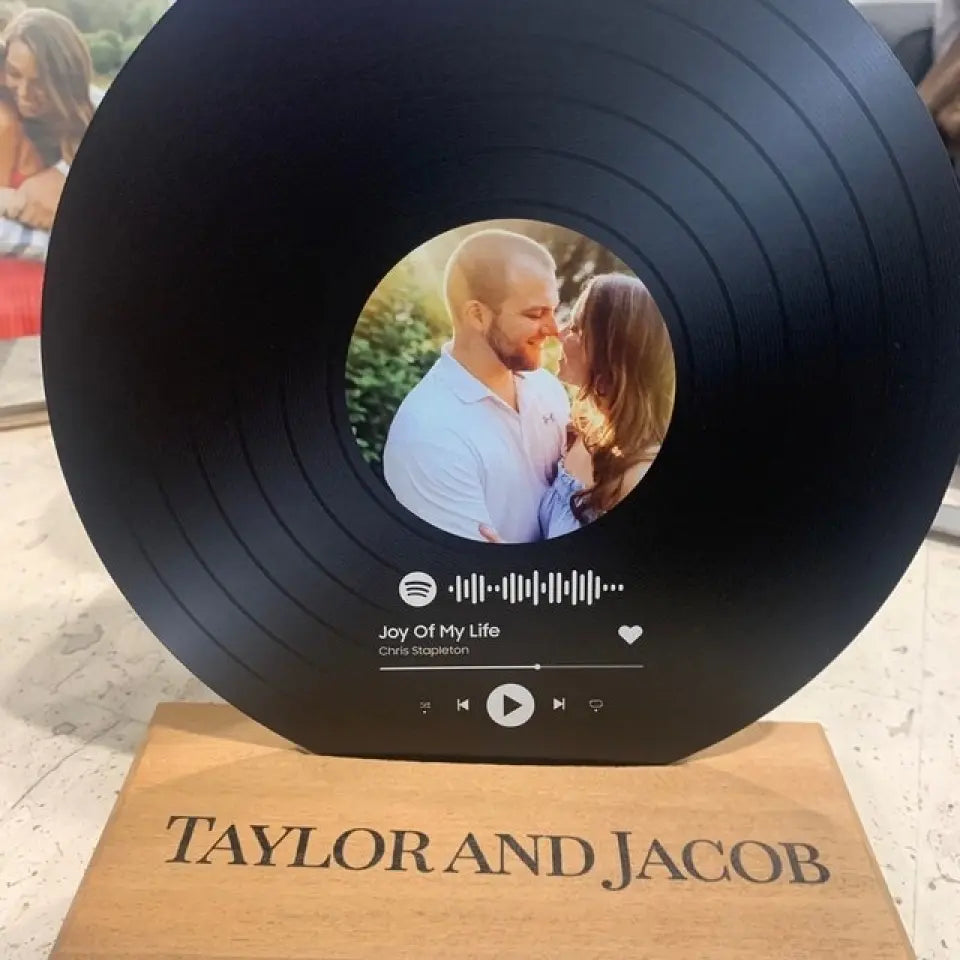 Acrylic Record with Wooden Stand