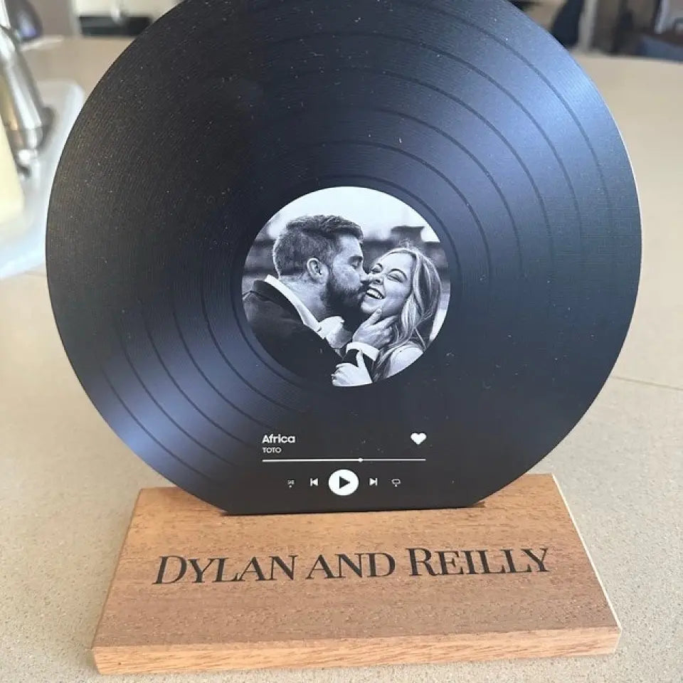 Acrylic Record with Wooden Stand
