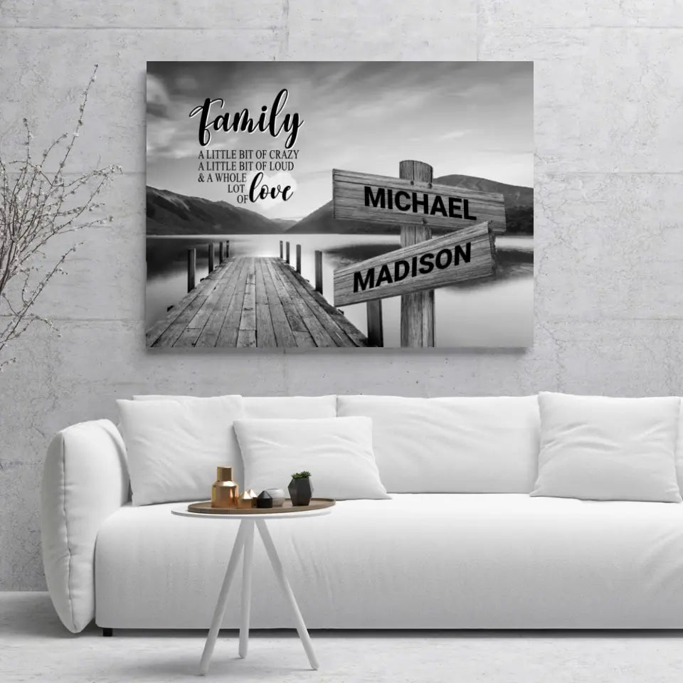 Personalized Canvas Wall Art - River Pier A Little Whole Lot of Love Multi - Names Premium Canvas