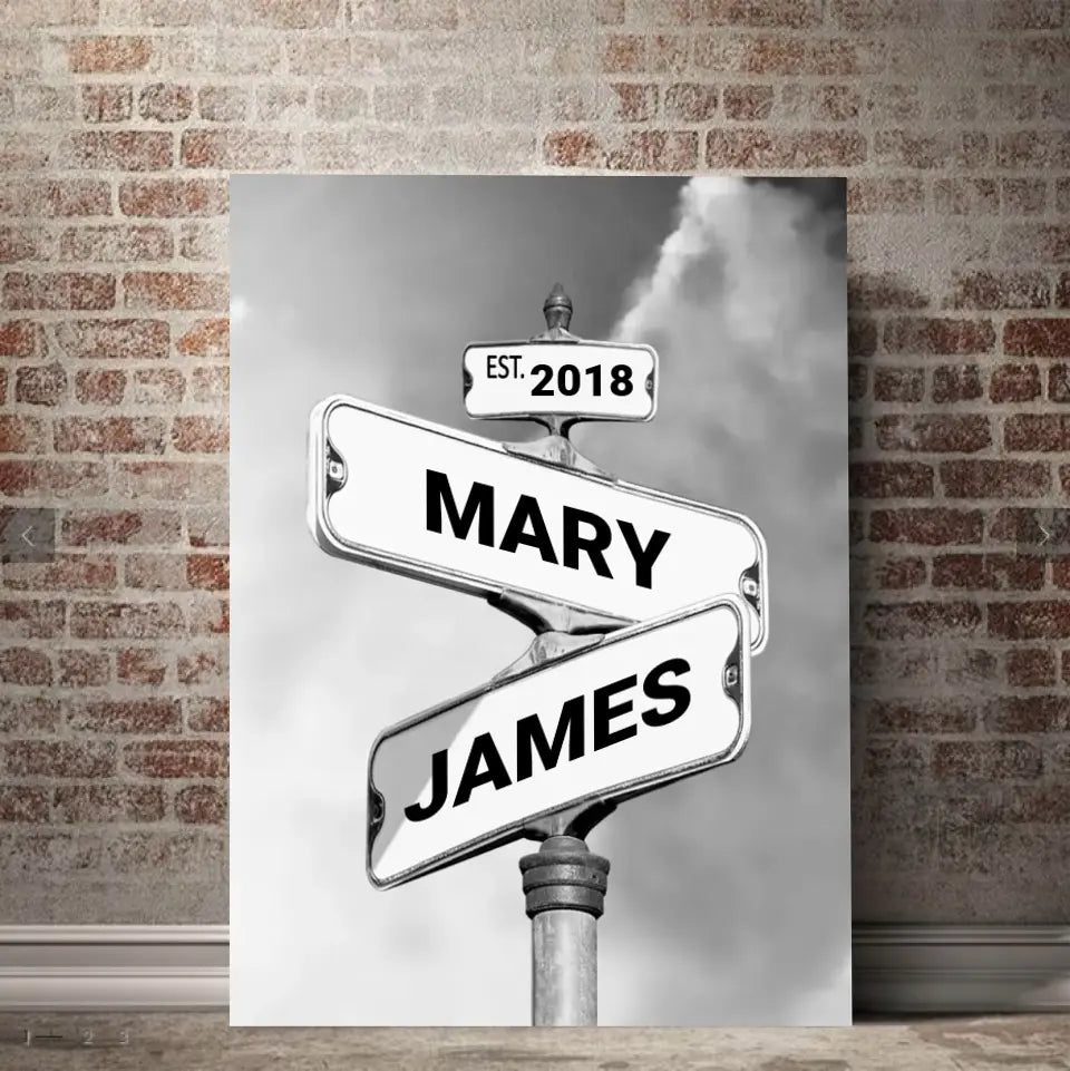 Personalized Canvas "Vintage Street Sign for couples", Wedding Gift, Anniversary & Couple gift, Ship from UK
