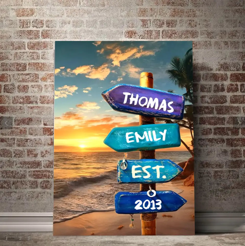Love You To The Beach And Back - Couple Personalized Custom Vertical Canvas - Wedding Gift, Anniversary & Couple gift