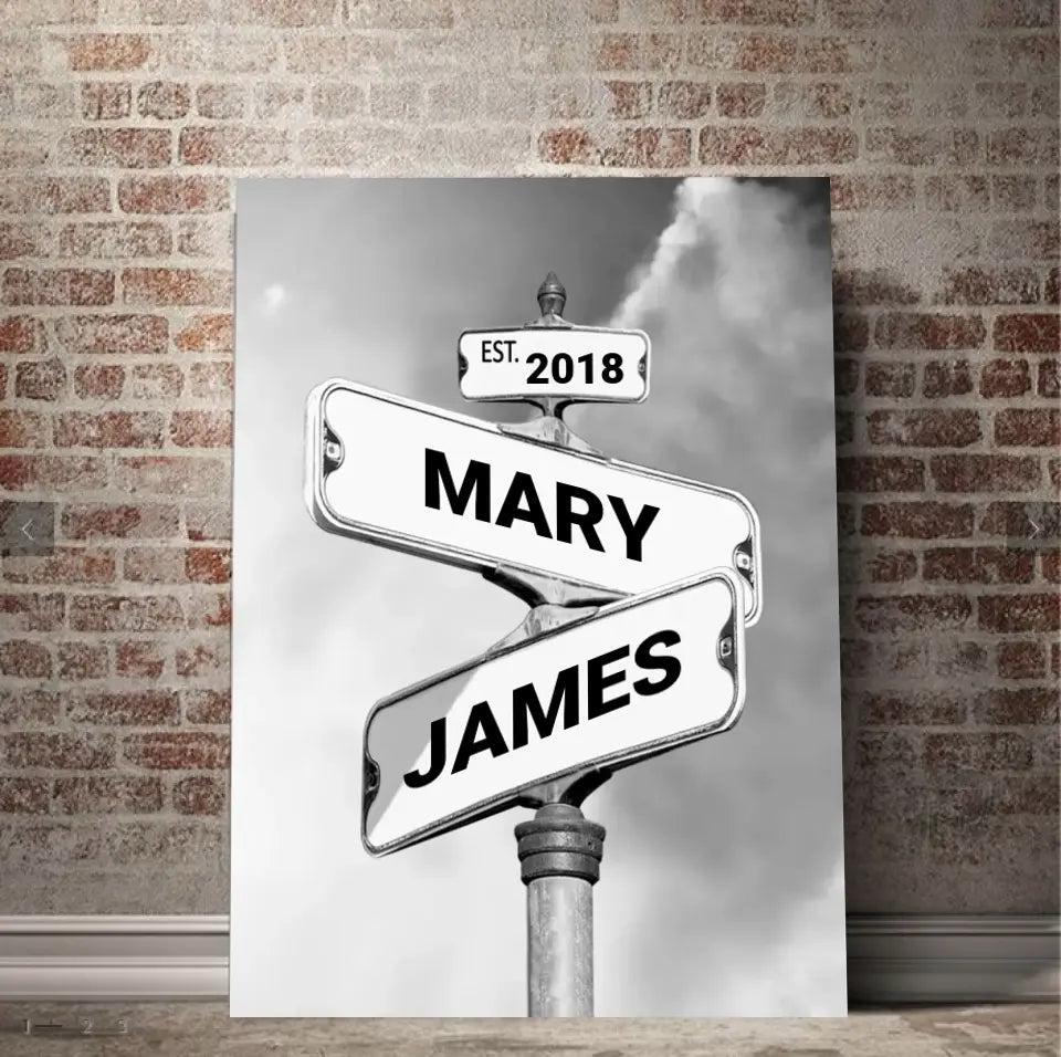 Personalized Canvas "Vintage Street Sign for couples", Wedding Gift, Anniversary & Couple gift, Ship from Ireland