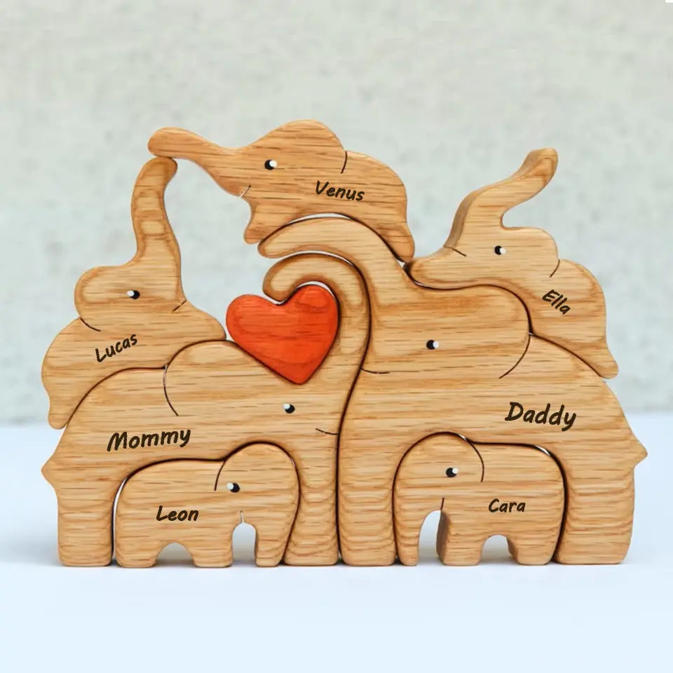Wooden Elephants Family Puzzle Home Decor Keepsake Gift
