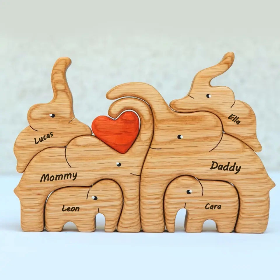 Wooden Elephants Family Puzzle Home Decor Keepsake Gift
