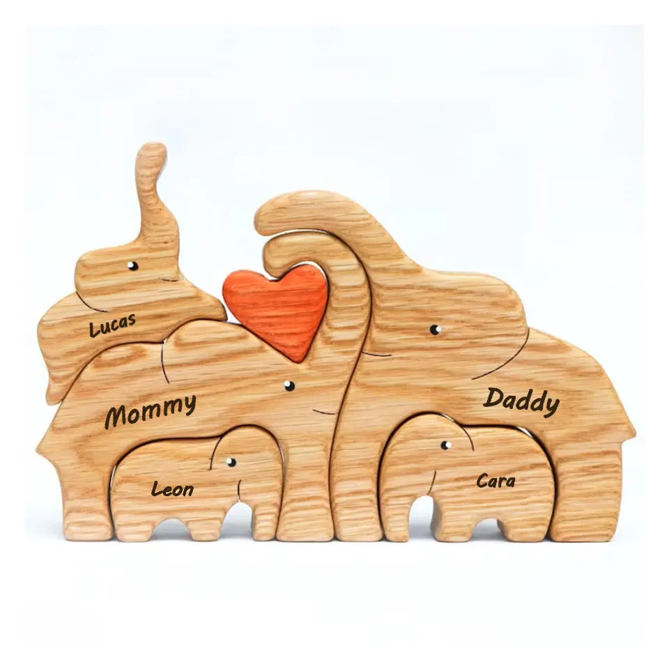Wooden Elephants Family Puzzle Home Decor Keepsake Gift
