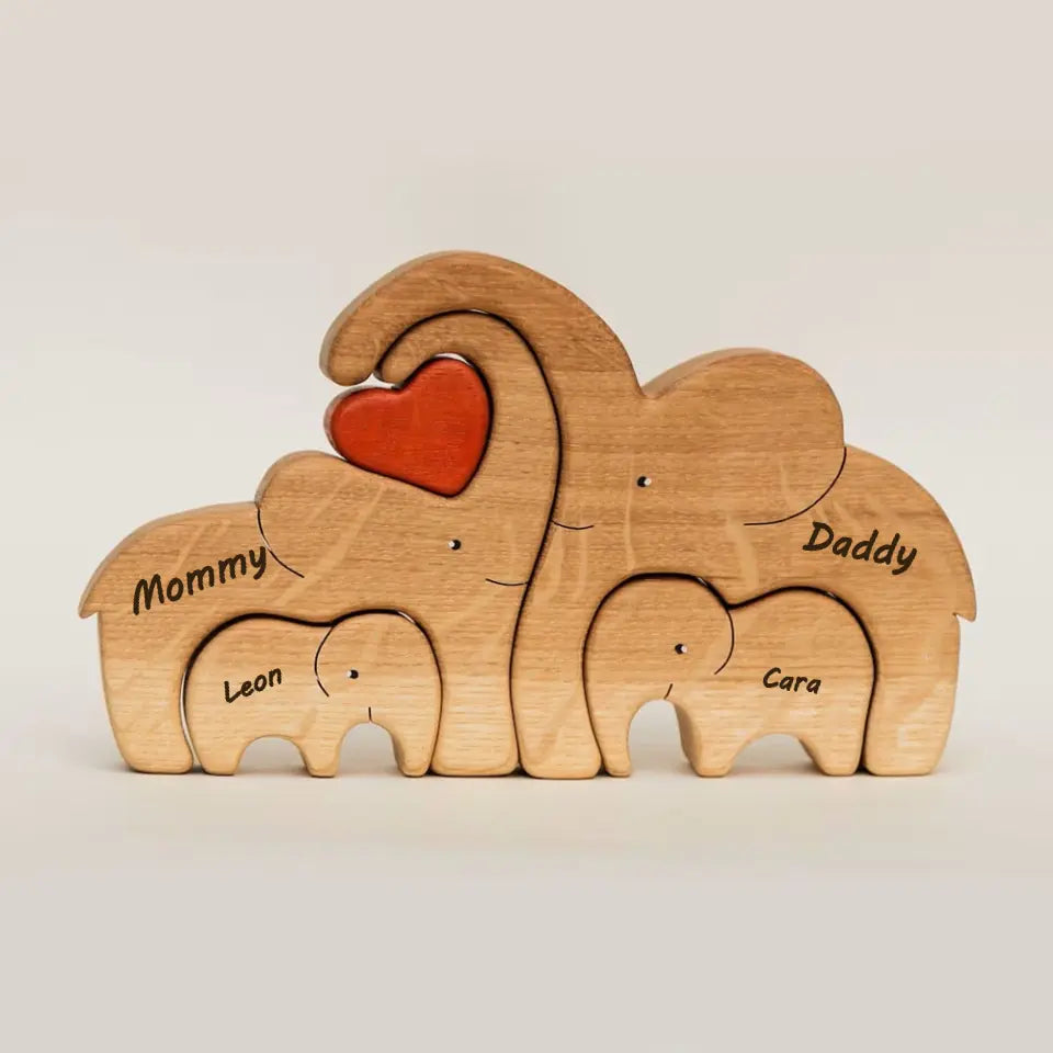 Wooden Elephants Family Puzzle Home Decor Keepsake Gift