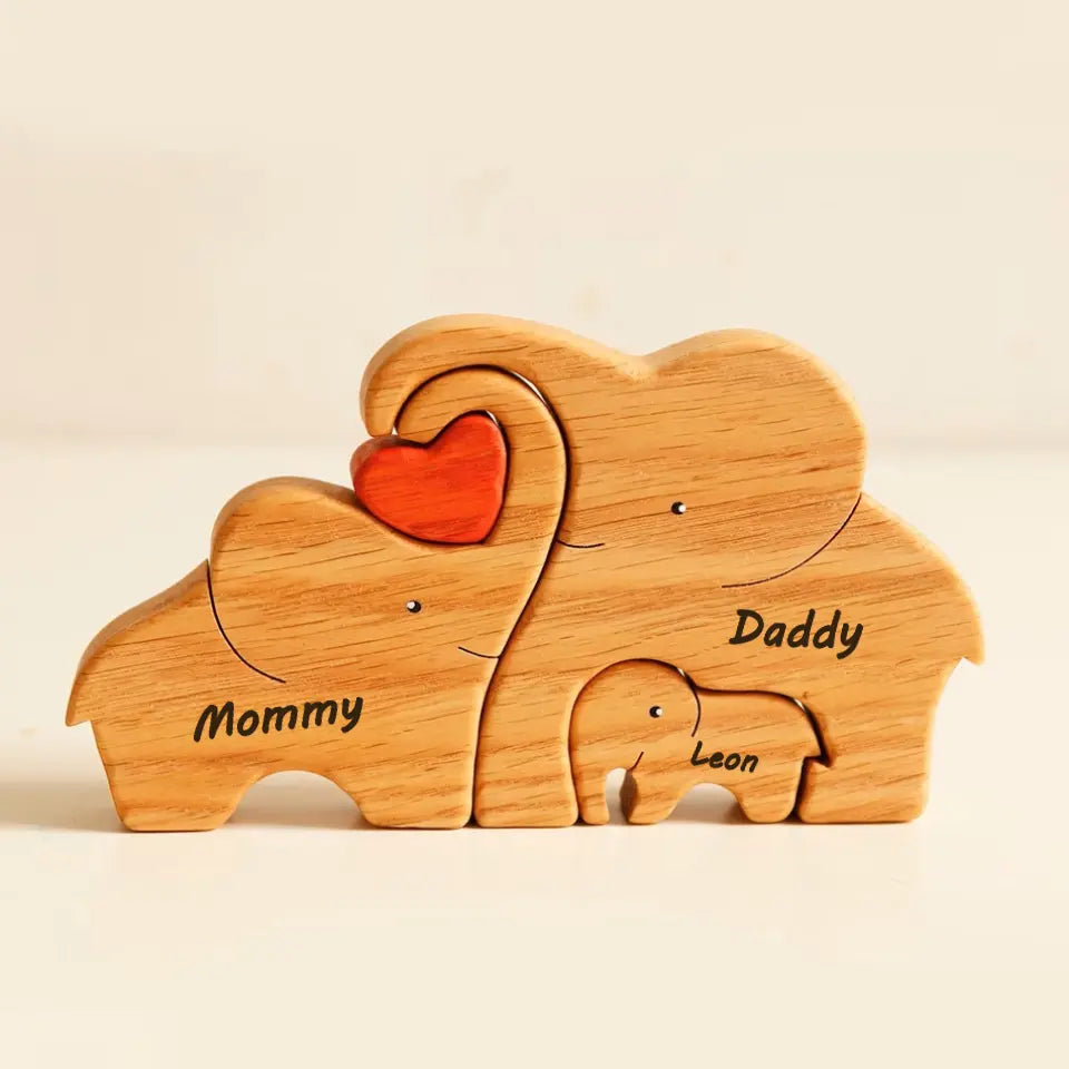 Wooden Elephants Family Puzzle Home Decor Keepsake Gift