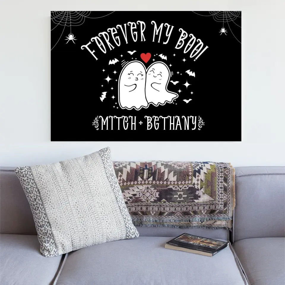 Forever My Boo Personalized Canvas Print 0.75'', Halloween Couple, Halloween Decor Sign, Couple Decoration, Custom Couple Gift, Home Decor, Lover Gift