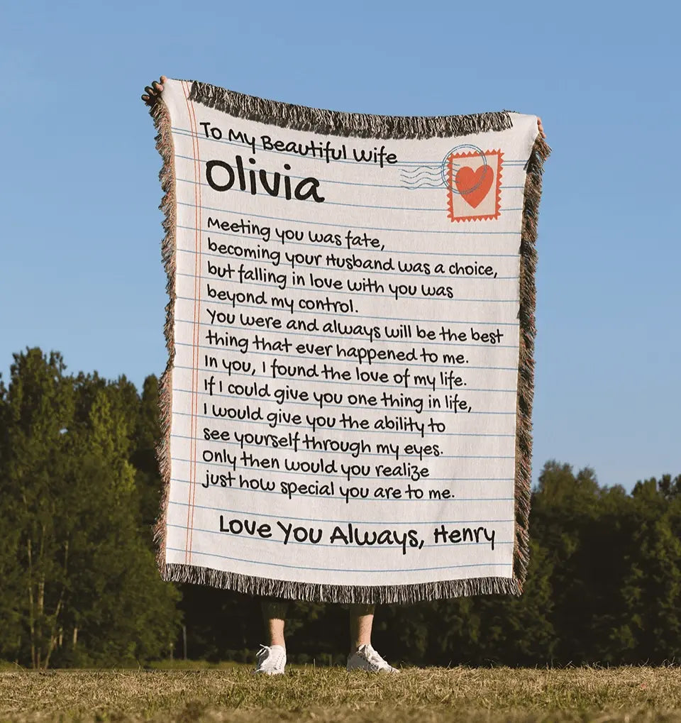 Personalized Woven Blanket Wife Meeting You Was Fate - Christmas Gift Idea