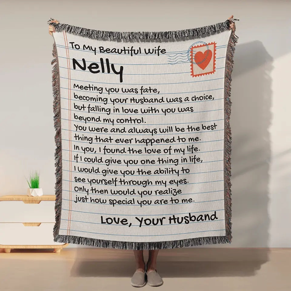 Personalized Woven Blanket Wife Meeting You Was Fate - Christmas Gift Idea