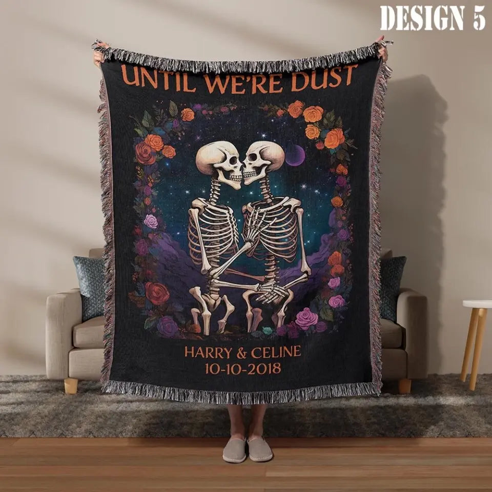 Skeleton Couple Woven Blanket "Till Death Do Us Part" - Anniversary Personalized Gift