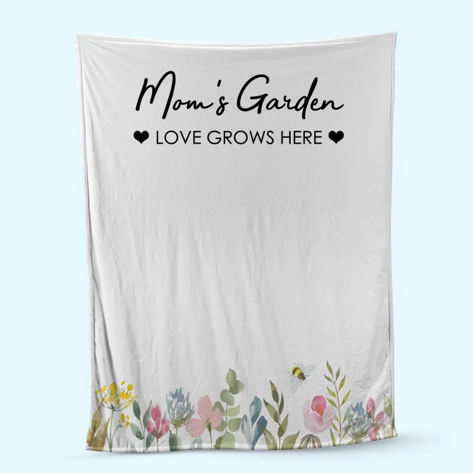 Personalized Blanket Mom's Garden Love Grows Here - Christmas Gift For Mom, Grandma