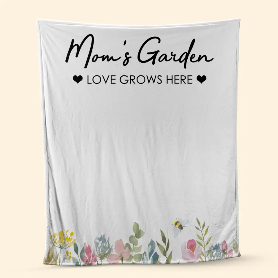 Personalized Blanket Mom's Garden Love Grows Here - Christmas Gift For Mom, Grandma