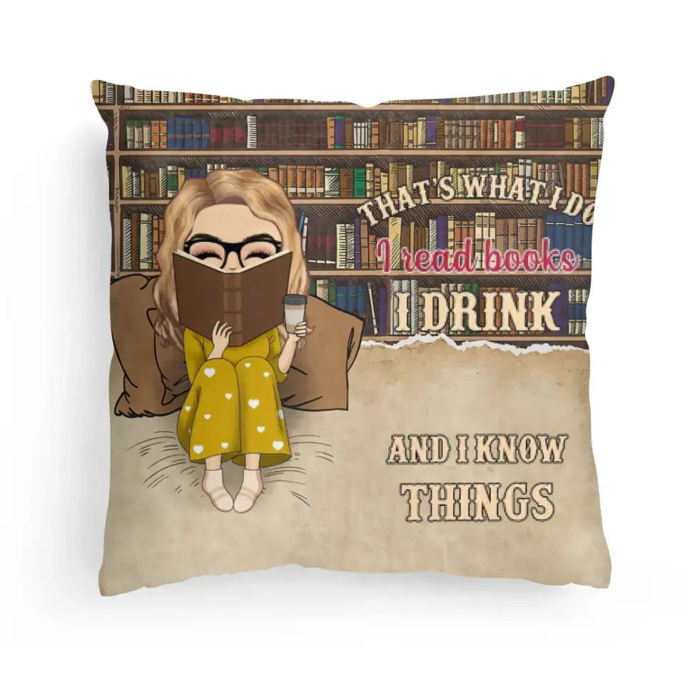 Reading Chibi Girl Just A Girl Who Loves Books, Personalized Custom Pillow, Christmas Gift For Daughter Or Book Lovers