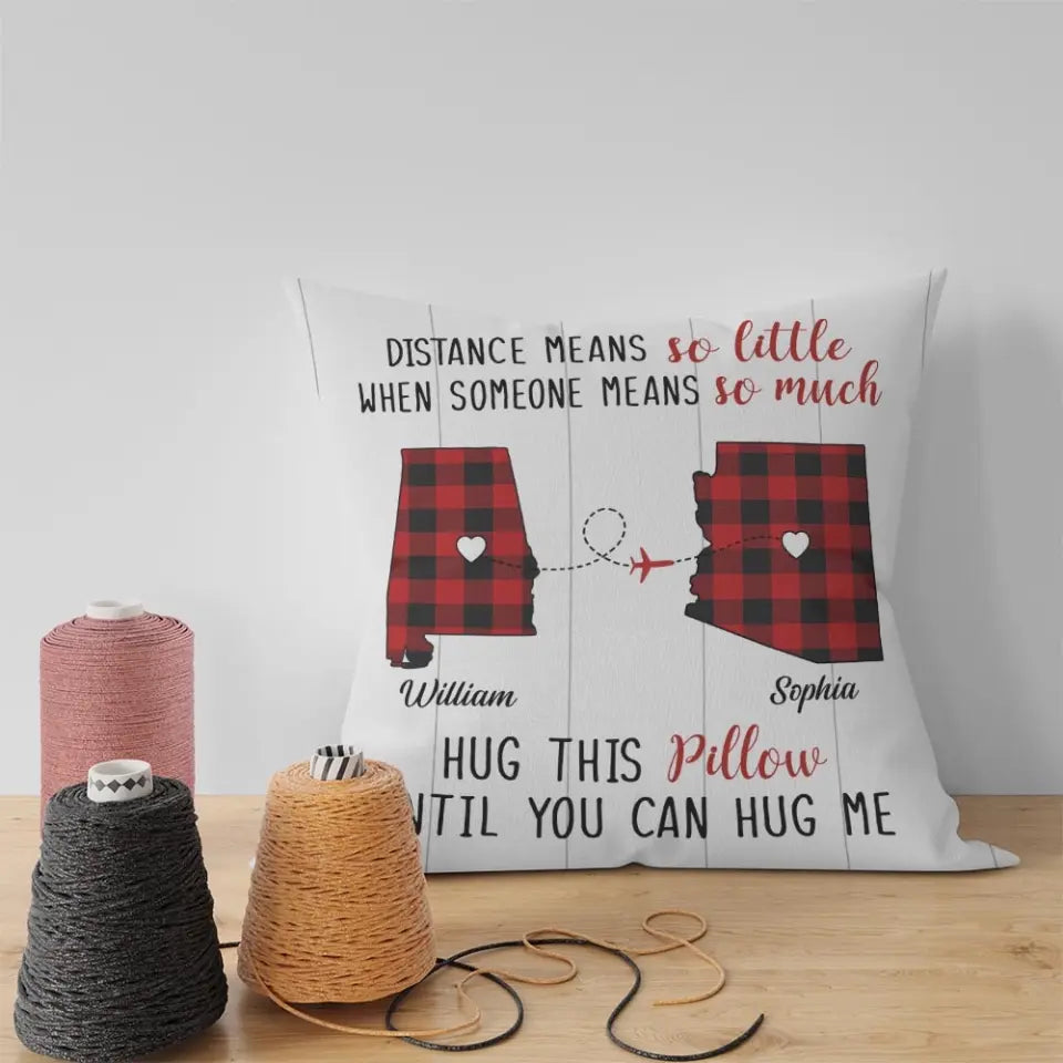 Hug This Pillow Until You Can Hug Me - Personalized  Pillow - Gift For Couples, Children, Parents - Family Gift