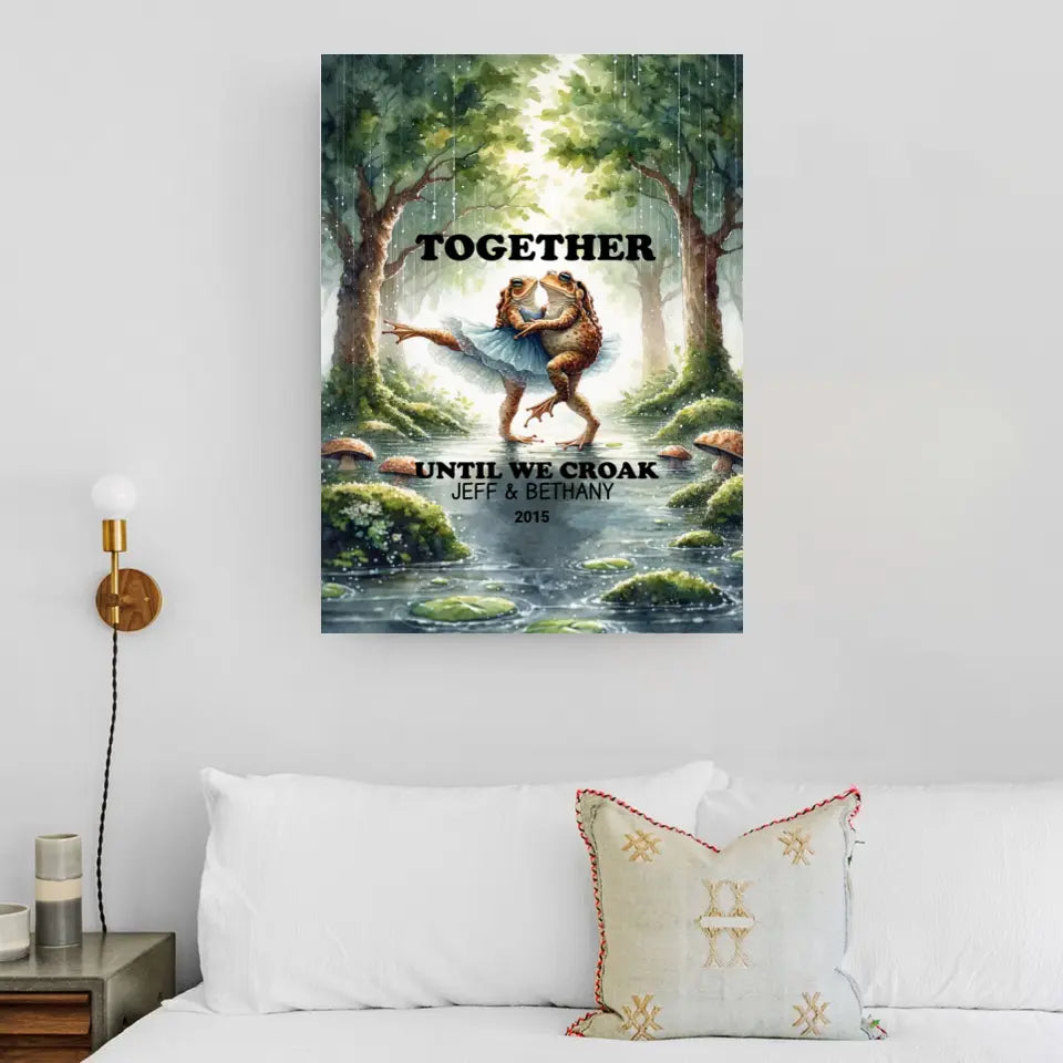 Custom Couples Frog Print, Unique Anniversary, Valentine's, & Engagement Gift, Personalized Wall Art