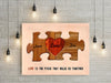 Personalized Couple Names Sign, Anniversary Gifts Idea for Him Her, Heart Puzzle Pieces Canvas