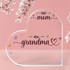 First Mom Now Grandma, Personalized Heart Shaped Acrylic Plaque, Mother's Day Gift For Grandma, Gift For Mom
